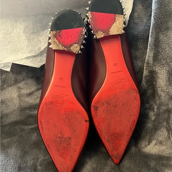 Christian Louboutin Women's Burgundy Ballet Flats - Picture 6 of 9